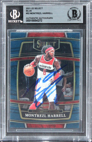 Wizards Montrezl Harrell Authentic Signed 2021 Select Blue #52 Card BAS Slabbed