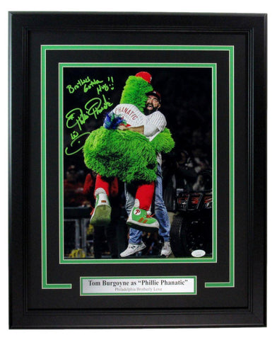 Tom Burgoyne "Phillie Phanatic" Signed/Inscribed 11x14 Photo Framed JSA 190247