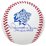 Mariano Rivera Yankees Signed 99 WS MVP Inscribed 1999 World Series Baseball JSA