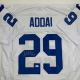 Autographed/Signed Joseph Addai Indianapolis White Football Jersey JSA COA