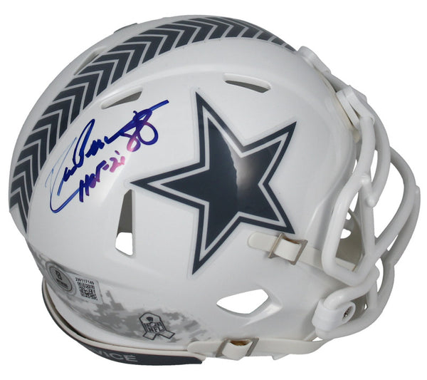 Drew Pearson Autographed "HOF 21" Dallas Cowboys STS Mini Speed Helmet Beckett