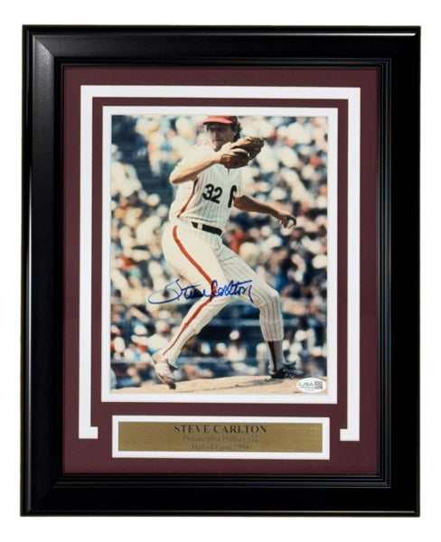 Steve Carlton Signed Framed 8x10 Philadelphia Phillies Photo JSA QR