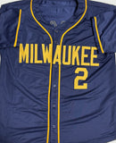 BRICE TURANG Signed Custom Replica Milwaukee Brewers MLB Blue Jersey AUTO - BAS