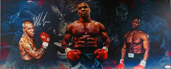 Boxing Legend MIKE TYSON Signed 13x31 Stretched Canvas Collage AUTO - JSA