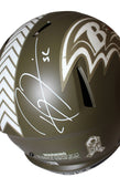 Ray Lewis Autographed Baltimore Ravens F/S Salute Helmet Beckett 41000