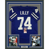 FRAMED Autographed/Signed BOB LILLY HOF 33x42 Dallas Retro Blue Jersey JSA COA
