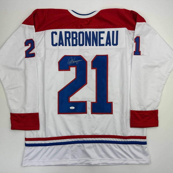 Autographed/Signed Guy Carbonneau Montreal White Hockey Jersey JSA COA