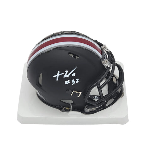 TreVeyon Henderson Signed Ohio State Black Mini Helmet Beckett Authenticated
