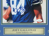 Joey Galloway Seattle Seahawks Signed/Auto 8x10 Photo Framed JSA 163382