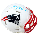 Julian Edelman New England Patriots Signed Riddell Flat White Mini Helmet JSA