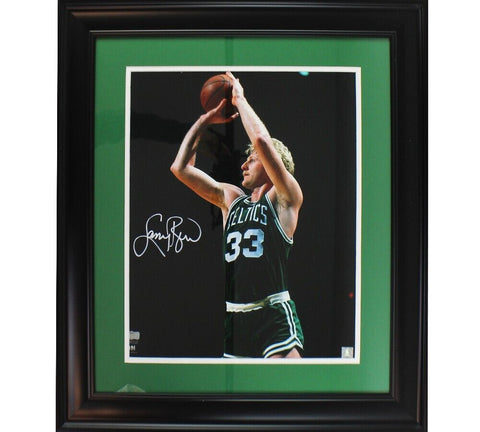 Larry Bird Signed Boston Celtics Framed 16x20 NBA Photo - Jumpshot