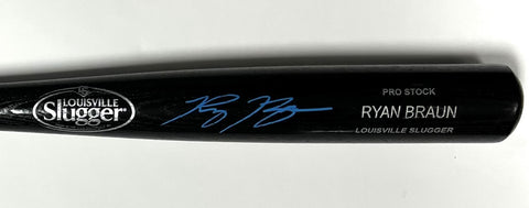 Brewers RYAN BRAUN Signed Louisville Slugger Name Engraved Black Bat AUTO - BAS