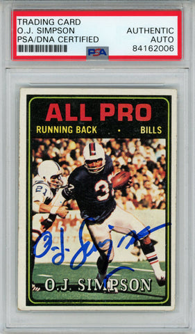 O.J. Simpson Signed 1974 Topps All Pro #130 Trading Card PSA Slab 43748