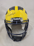JIM HARBAUGH & JJ MCCARTHY SIGNED MICHIGAN SPEED AUTHENTIC HELMET W/ INSCRIPTION