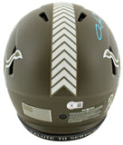 Lions Aidan Hutchinson Signed Salute To Service F/S Speed Proline Helmet BAS Wit