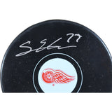 Simon Edvinsson Autographed Detroit Red Wings Logo Puck Fanatics 53809
