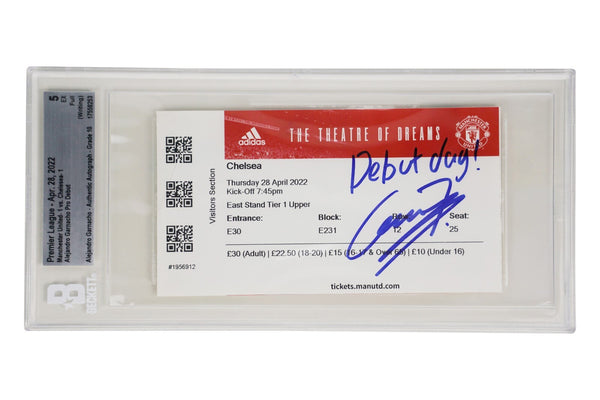 Alejandro Garnacho Signed 2022 Man Utd Pro Debut Match Ticket Inscribed - BGS 5