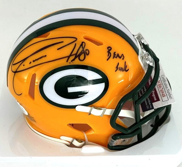 Packers DONALD DRIVER #80 Signed Speed Mini Helmet AUTO w/ "Bears Suck" - JSA