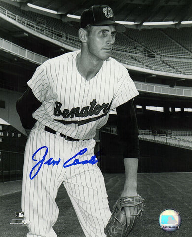 Jim Coates Signed Senators B&W Pitching Pose 8x10 Photo - (SCHWARTZ COA)