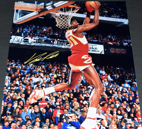 DOMINIQUE WILKINS SIGNED ATLANTA HAWKS SLAM DUNK 16x20 PHOTO BECKETT