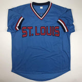 Autographed/Signed Bruce Sutter HOF 06 St. Louis Blue Jersey JSA COA