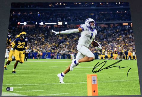 QUENTIN JOHNSTON SIGNED TCU HORNED FROGS VS MICHIGAN 16X20 PHOTO BECKETT