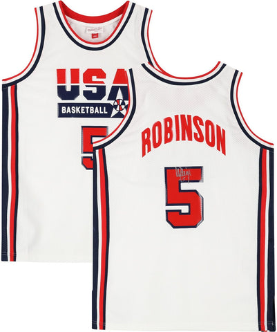 David Robinson Spurs Signed White Mitchell & Ness 1992 USA Authentic Jersey