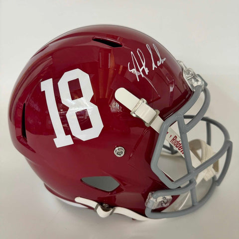 Autographed/Signed Nick Saban Alabama Crimson Tide FS Full Size Helmet BAS COA