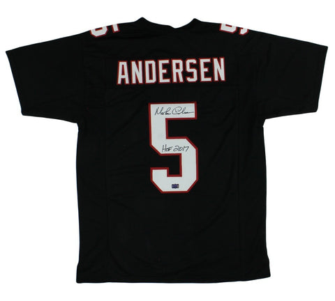 Morten Andersen Signed Atlanta Custom Black Jersey With "HOF 2017" Inscription