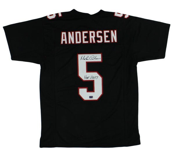 Morten Andersen Signed Atlanta Custom Black Jersey With "HOF 2017" Inscription