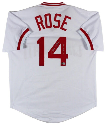 Pete Rose Signed Cincinnati Reds Jersey Inscribed "4256"(Beckett) 2xSeries Champ