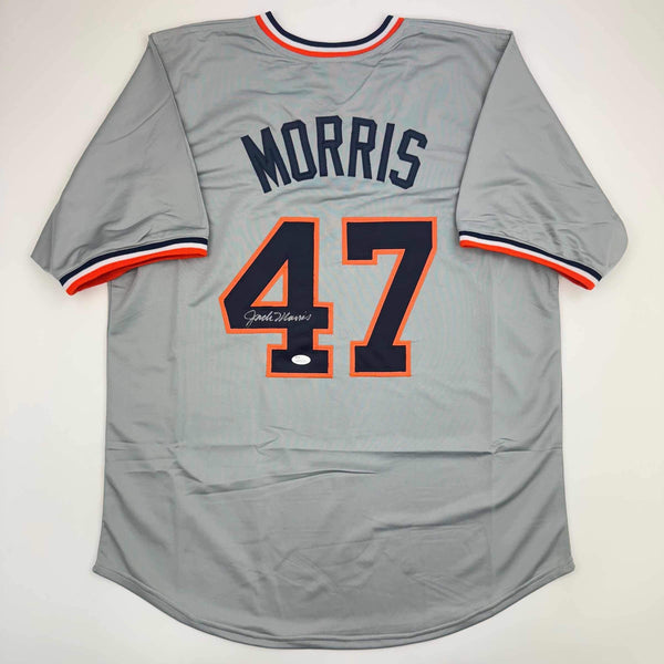 Autographed/Signed Jack Morris Detroit Grey Baseball Jersey JSA COA
