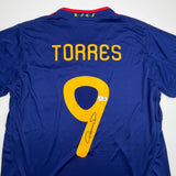 Autographed/Signed Fernando Torres Spain Blue Soccer Jersey Beckett COA #2