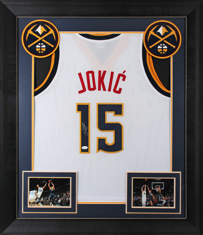 Nikola Jokic Authentic Signed White Pro Style Framed Jersey Autographed JSA 2