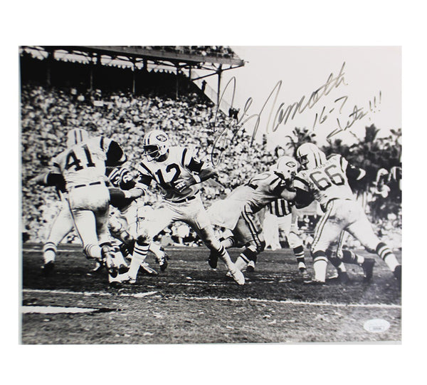 Joe Namath Signed New York Jets Unframed 11x14 B/W NFL Photo with Inscription