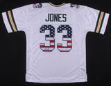 Aaron Jones Signed Packers American Flag Jersey (Beckett) Green Bay 2017 Pick RB