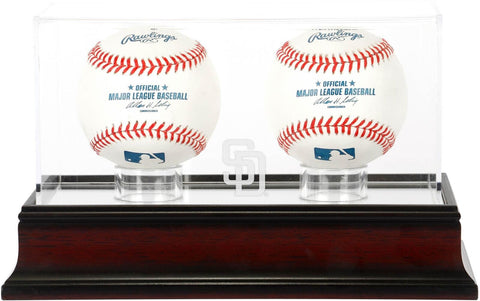 San Diego Padres Mahogany 2-Baseball Display Case