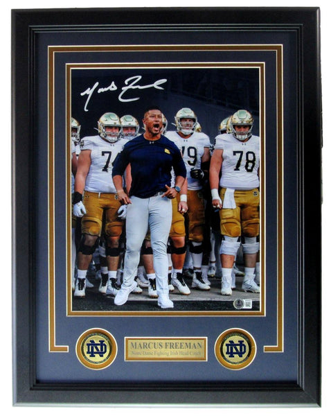Marcus Freeman Coach Notre Dame Autographed 11x14 Photo Framed Beckett 207804