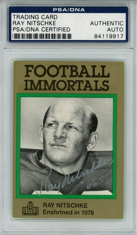 Ray Nitschke Autographed 1985 Football Immortals #92 Trading Card PSA Slab 43742