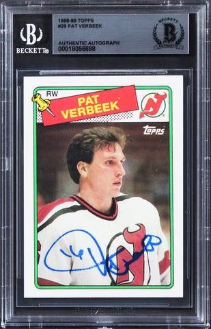 Devils Pat Verbeek Authentic Signed 1988 Topps #29 Card BAS Slabbed 2