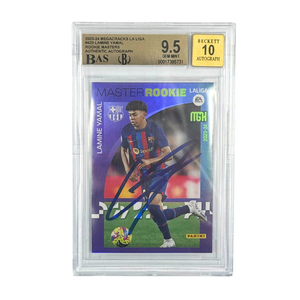Lamine Yamal Signed 2023 Panini Megacracks Master Rookie Card - BGS 9.5 AUTO 10