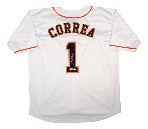 Carlos Correa Houston Signed White Baseball Jersey BAS