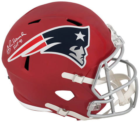 John Hannah Signed Patriots FLASH F/S Replica Helmet w/HOF (White Ink)(SS COA)
