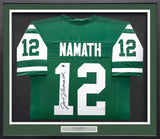 New York Jets Joe Namath Autographed Signed Framed Green Jersey Beckett Wit