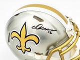 CHRIS OLAVE AUTOGRAPHED SAINTS FLASH GRAY SPEED MINI HELMET BECKETT 230111