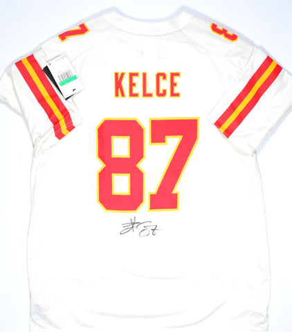 Travis Kelce Signed Kansas City Chiefs White Nike Game Jersey- Beckett W Holo