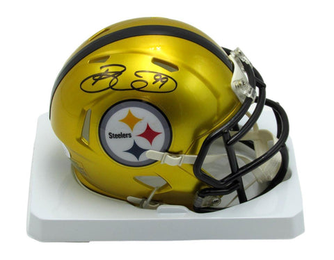 Brett Keisel Autographed Gold Mini Flash Football Helmet Steelers JSA