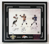 Archie, Peyton, Eli Manning Autographed Photo in 27.5"x24" Framing Fanatics COA
