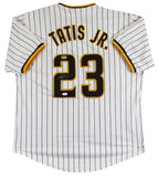 Fernando Tatis Jr. Signed White Pinstripe Pro Style Jersey BAS #BU55020