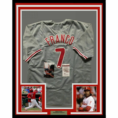 FRAMED Autographed/Signed MAIKEL FRANCO 33x42 Philadelphia Grey Jersey JSA COA